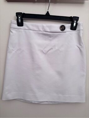 Express White Mini Skirt with Button Accent